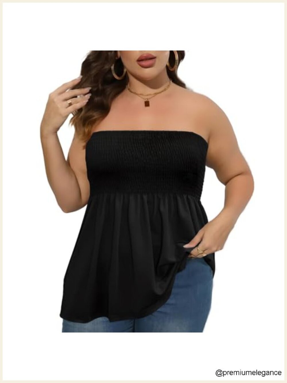 Women's Plus Size Strapless Pleated Tube Top Summer Tank Camisole
